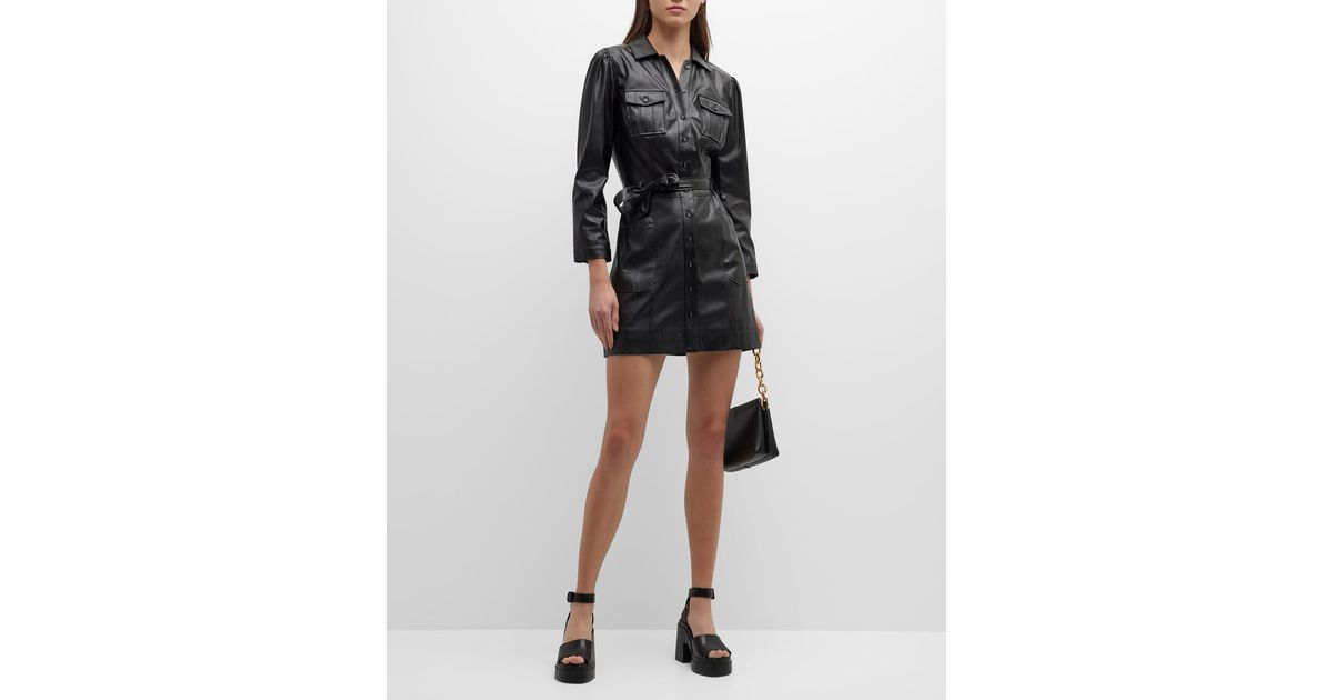 PAIGE Karmine Vegan Leather Utility Dress in Black | Lyst