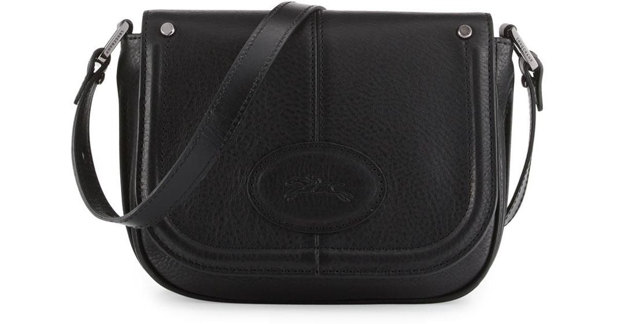longchamp black leather crossbody bag