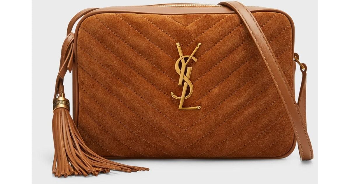 Saint Laurent Lou Ysl Suede Camera Crossbody Bag in Brown Lyst