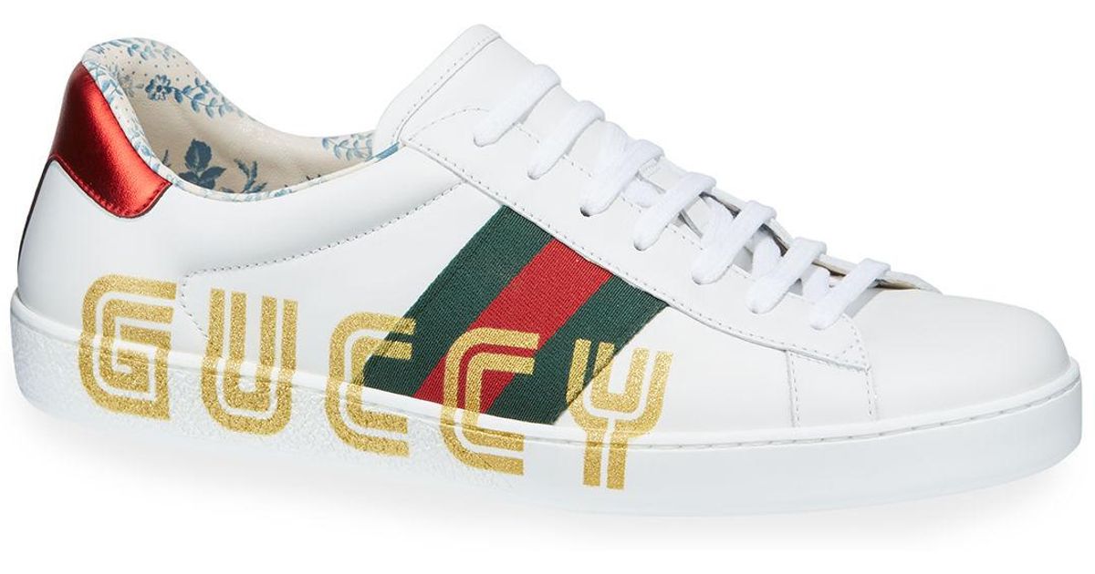 gucci ace sneaker with guccy print