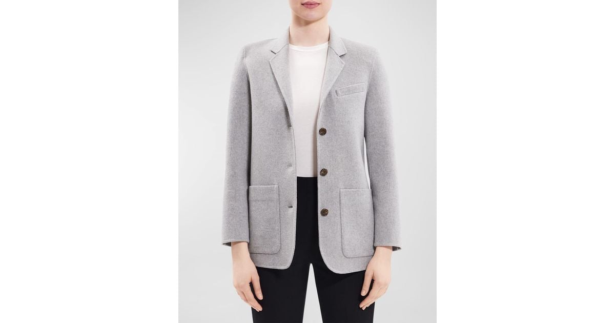 Theory New Divide Woolcashmere Elbowpatch Jacket in Gray Lyst