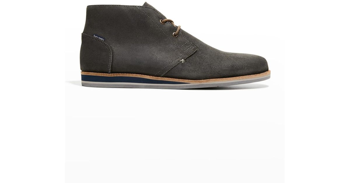 Hari Mari Adobe Waxed Suede Chukka Boots in Black for Men Lyst