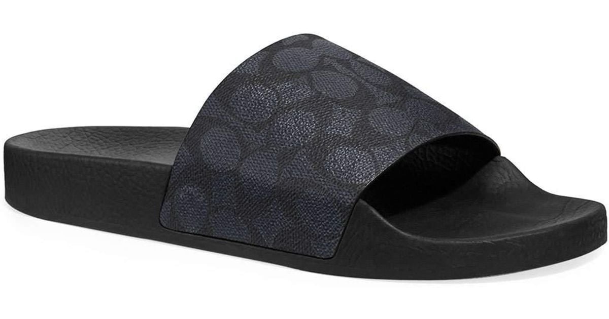 COACH Canvas Pool Slide in Black for Men Lyst