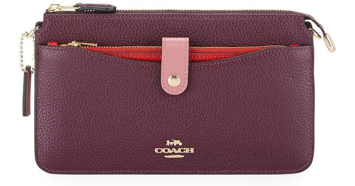 COACH Colorblock Popup Pebbled Leather Crossbody Messenger Bag in