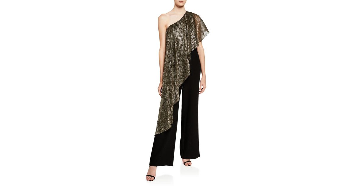 trina turk black cape jumpsuit