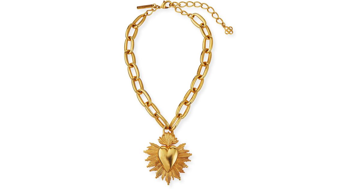 Oscar De La A Sacred Heart Pendant Necklace In Gold Metallic Lyst - Sacred Heart Pendant Necklace Oscar De La A Sacred Heart Pendant Necklace In Gold Metallic Lyst - Sacred Heart Pendant Necklace