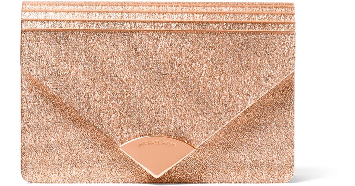 MICHAEL Michael Kors Synthetic Barbara Medium Envelope Clutch Bag - Rose Hardware in Rose Gold ...