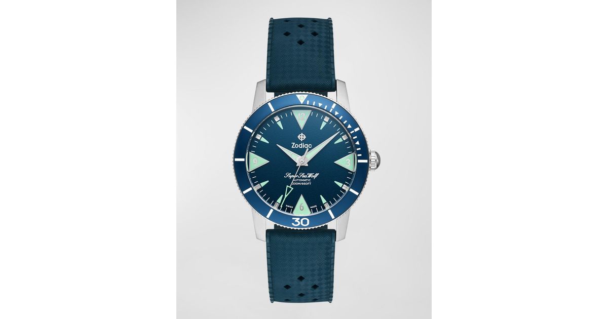 Zodiac Super Sea Wolf Rubber Strap Automatic Watch, 39mm in Blue for