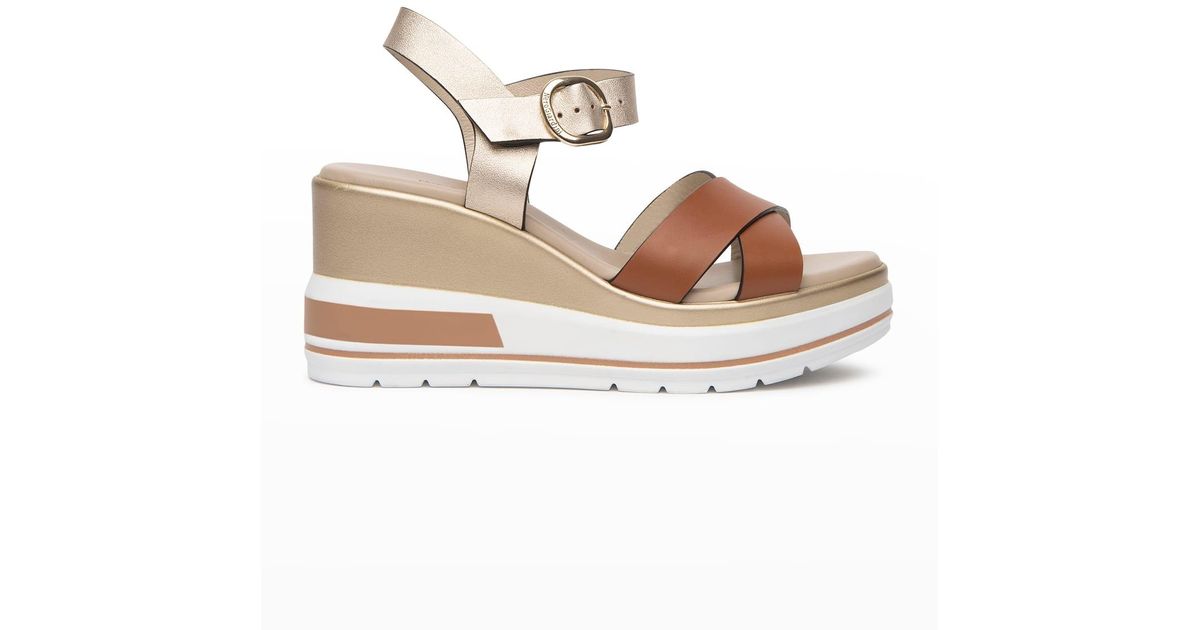 Nero Giardini Crossband Sporty Wedge Sandals in White Lyst