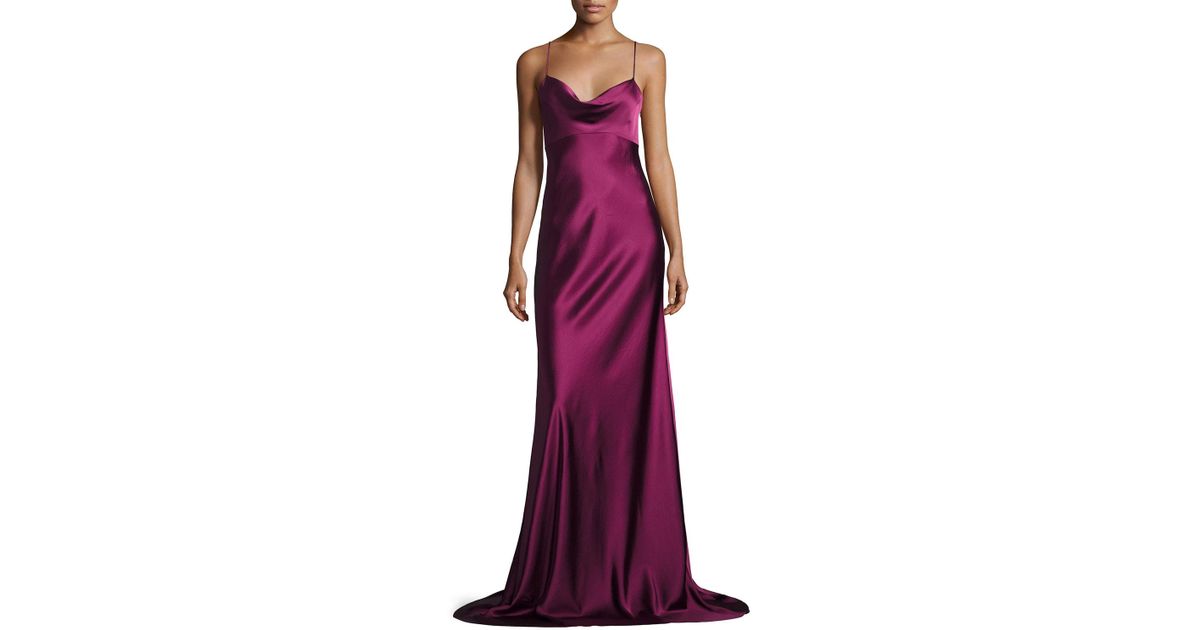 cowl neck satin gown