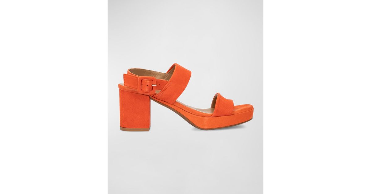 Aquatalia Melly Suede Slingback Sandals in Orange | Lyst
