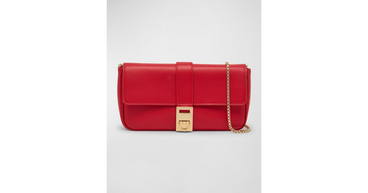 Salvatore Ferragamo Ladies Red Quilted Gancini Flap Shoulder Bag In Gold  Tone,red | ModeSens