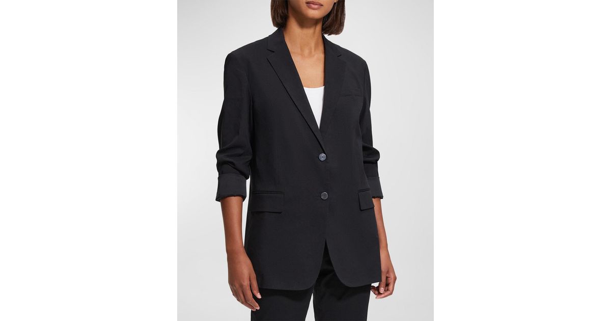 Theory Rolledsleeve Boyfriend Jacket in Black Lyst
