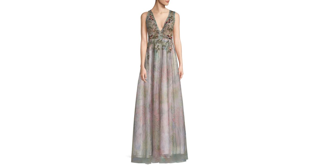 Lyst Patricia Bonaldi Fl Tulle V Neck Gown