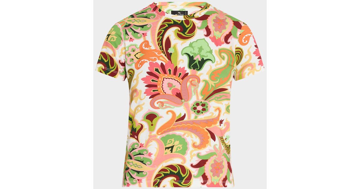 Tシャツ・カットソー ETRO Chenille t-shirt with multicolor print etro-WHITE-PRINT-2-Summer-
