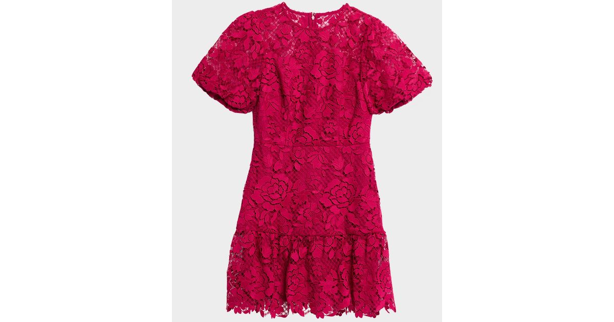 green emerald velvet dress How Romantic Flounce Sleeve Lace-Up Back Dress Floral Embossed White