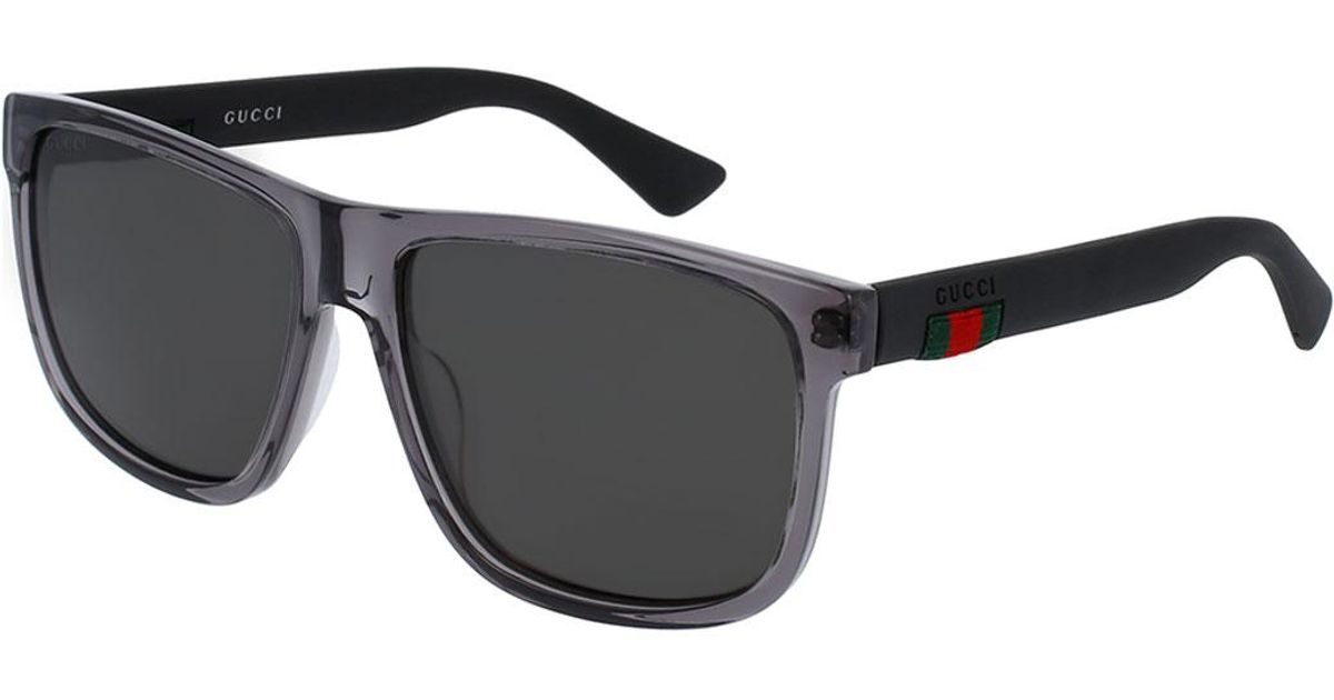 Gucci Rubber Polarized Square Acetate Sunglasses, Gray for Men Lyst