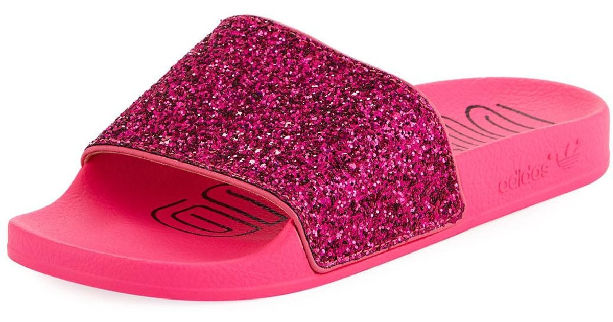 adidas adilette pink glitter