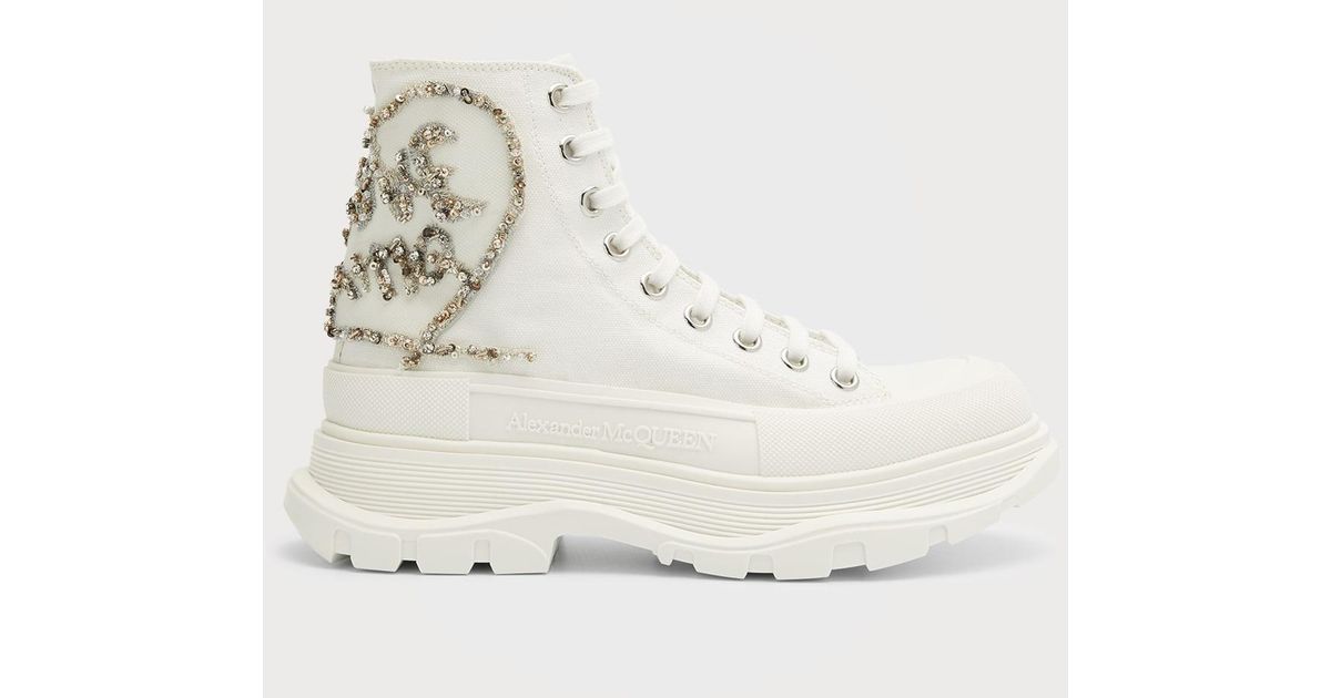Shop Alexander McQueen Women's Oversized Iridescent Logo Leather Sneakers |  Saks Fifth Avenue