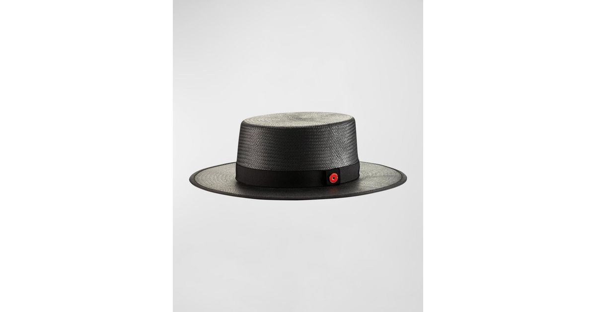 Keith James Derby Straw Hat in Black for Men Lyst