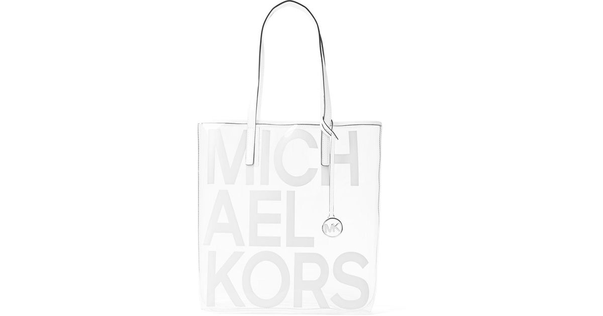 the michael large graphic logo print clear tote bag
