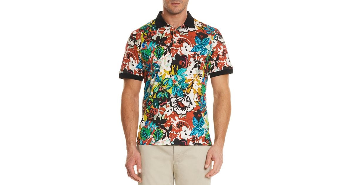 Robert Graham Solid Floral Patterned Cotton Modal Blend Polo Shirt
