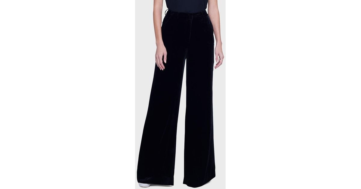 L'AGENCE Pilar Velvet Pant in Black