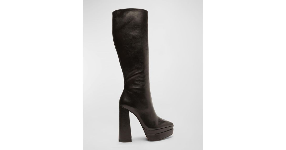 Schutz Elysee Leather Platform Knee Boots in Black Lyst