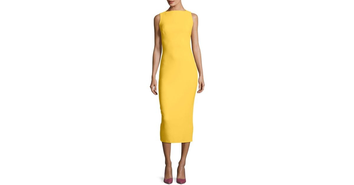 yellow boat neck dress