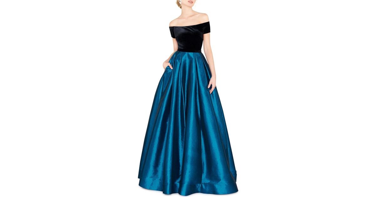 maci off the shoulder taffeta ball gown