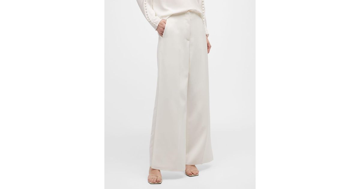 Lafayette 148 New York Franklin High-rise Wide-leg Pants in White | Lyst