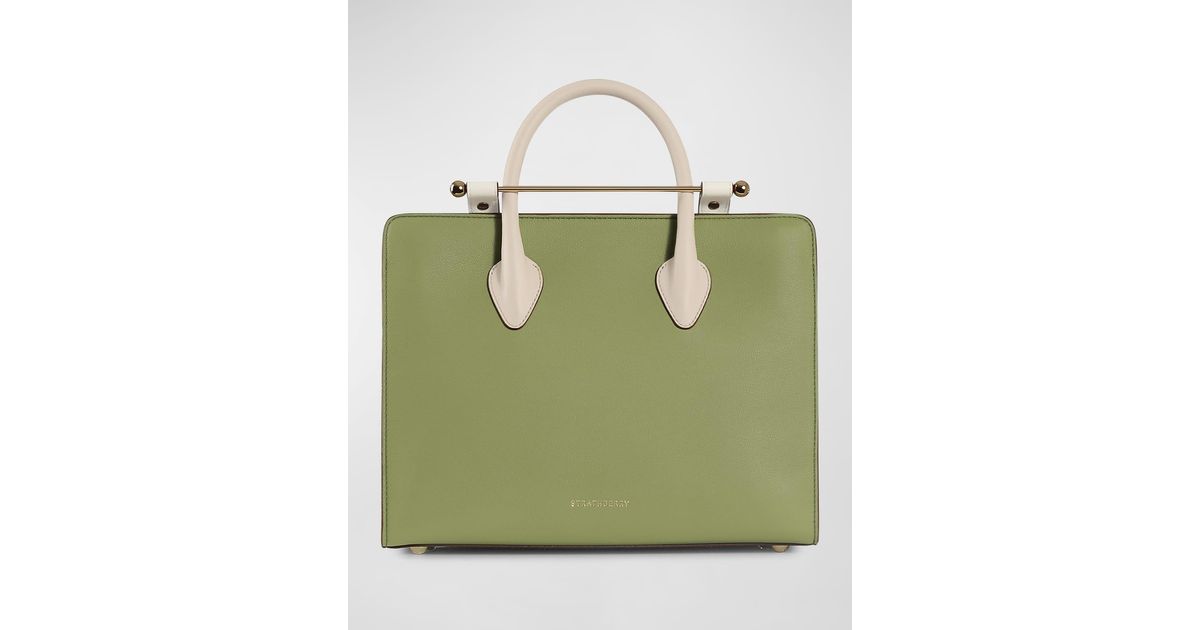 Strathberry Midi Tricolor Leather Tote Bag in Green | Lyst