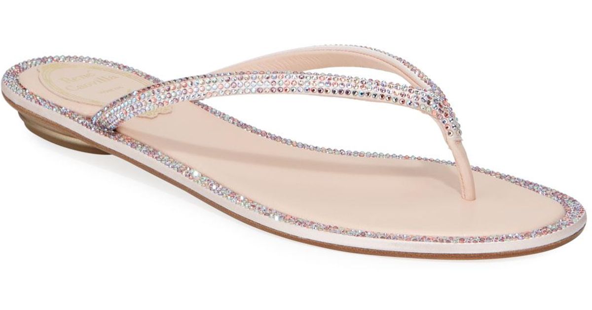 rene caovilla crystal flat thong sandal