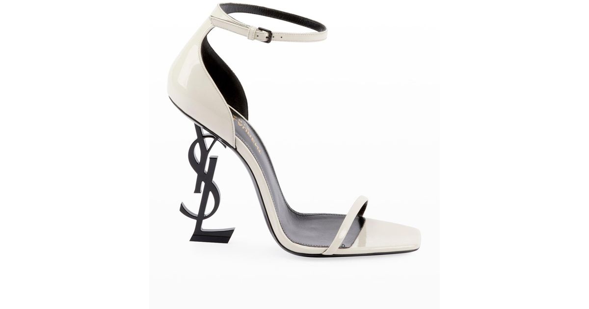 Saint Laurent Opyum Ysl Logo-heel Sandals With Black Hardware in White ...