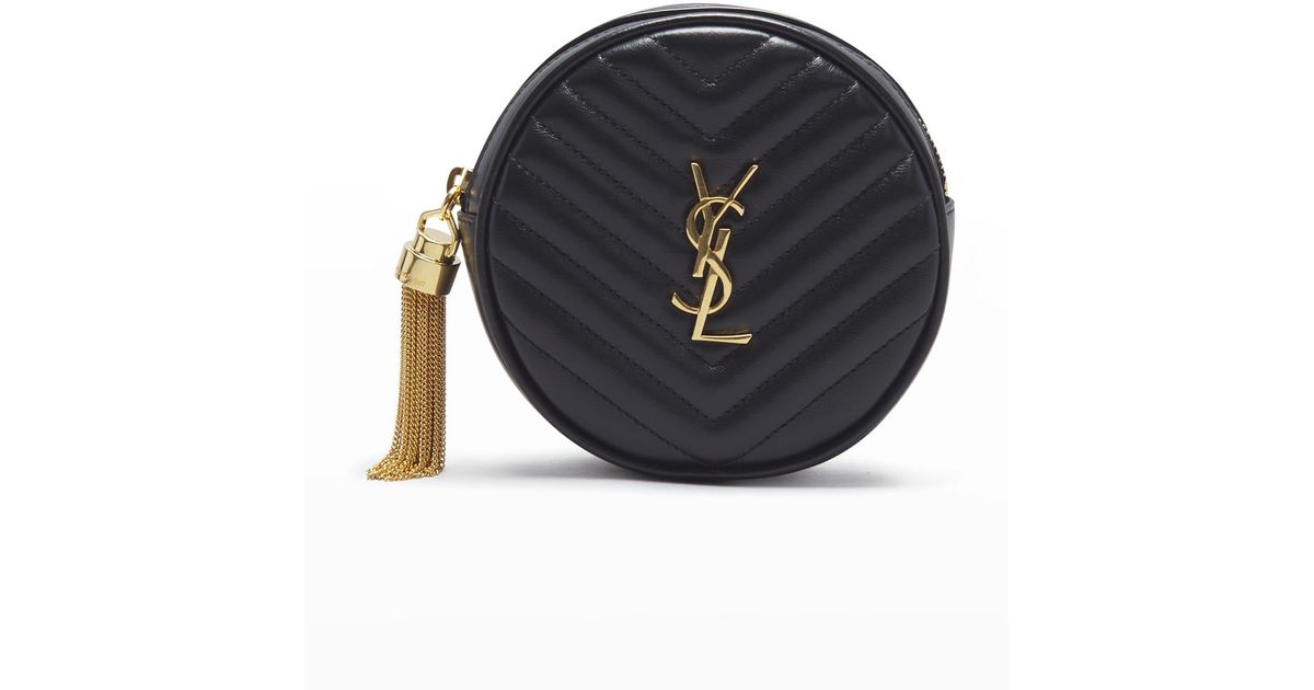 Saint Laurent Baby Ysl Quilted Round Belt Bag in Blue Lyst