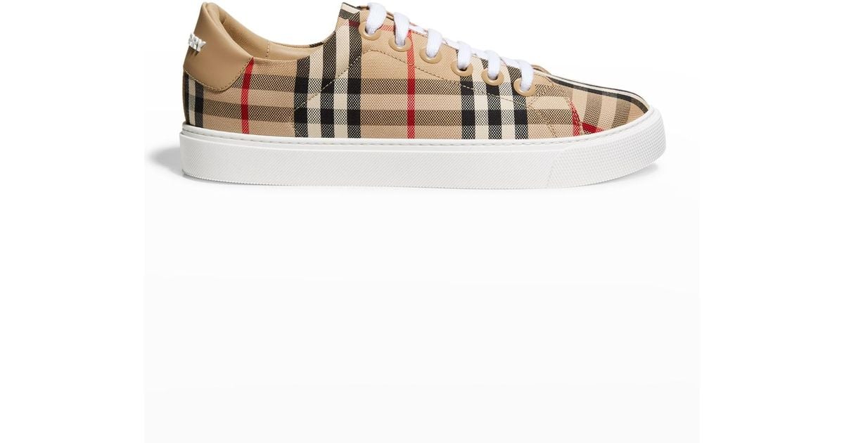 Burberry New Albridge Check Low-top Sneakers in White | Lyst