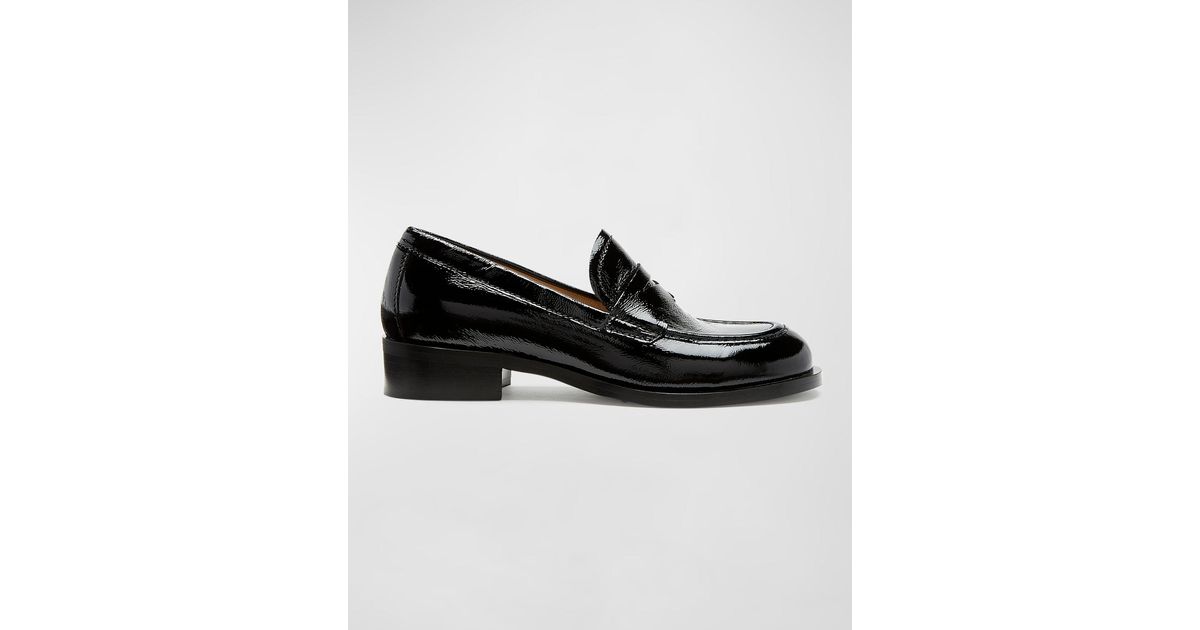 La Canadienne Dominic Crackled Leather Penny Loafers in Black Lyst