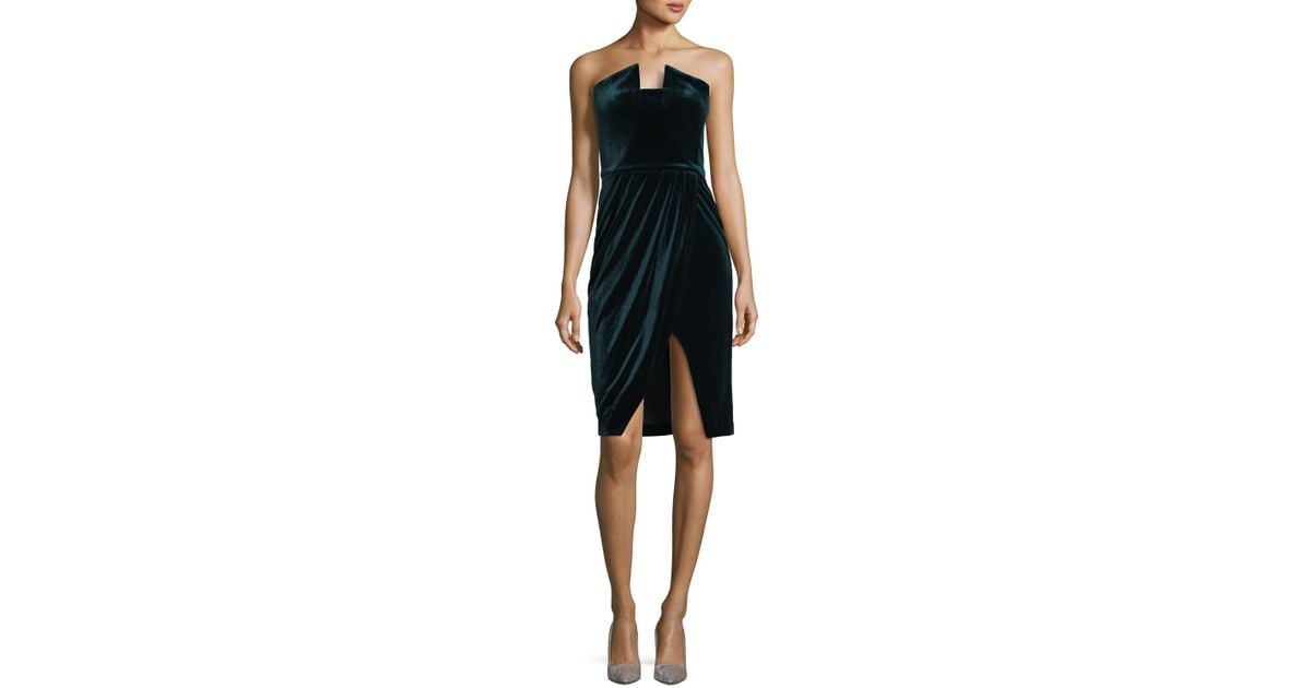 black halo strapless dress