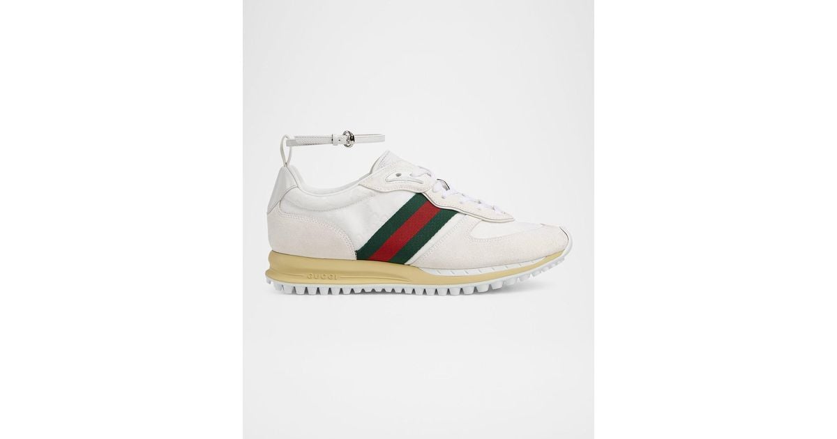 スニーカー Gucci White Gg Fabric And Suede Re-Motion Sn Gucci Women White Gg Fabric And Suede Re-motion Sneakers