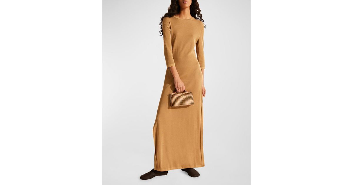 Loro Piana Knit Maxi Dress With Crochet Back in Natural Lyst