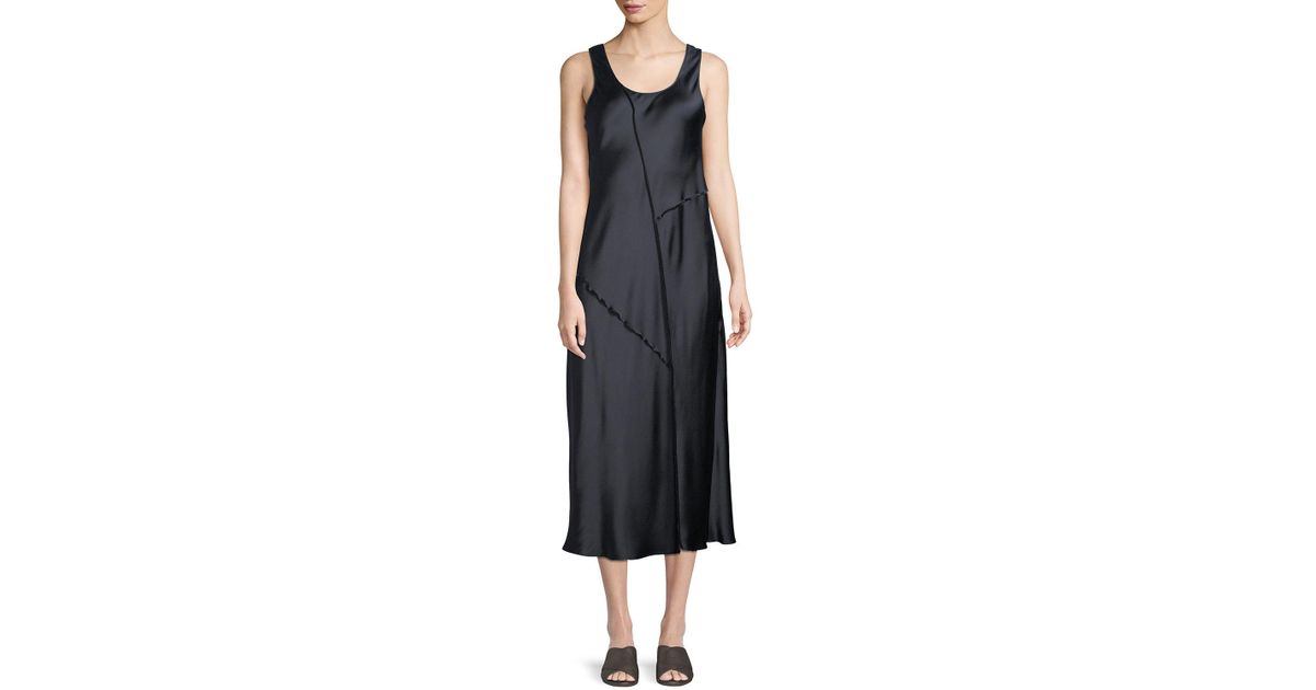 vince raw edge silk tank dress