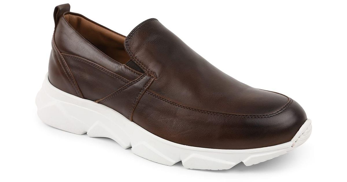 Bruno Magli Lorenzo Leather Slip-on Shoes in Brown for Men | Lyst