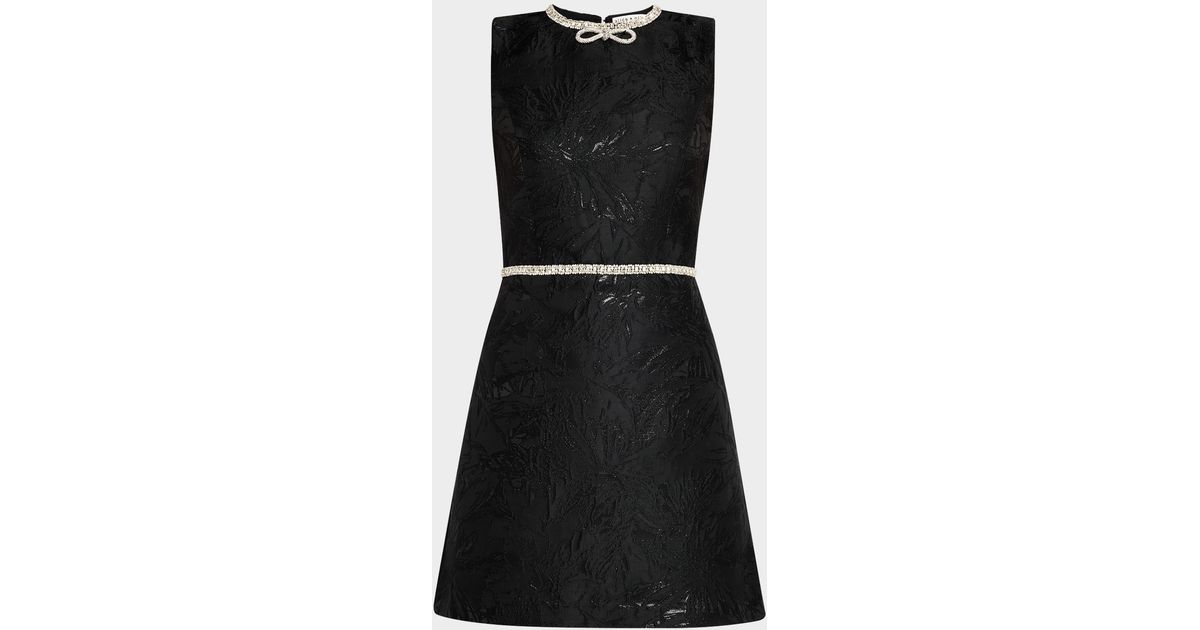 Alice + Olivia Ellis Embellished Bow Mini Dress in Black | Lyst