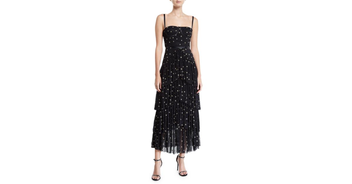 donna mizani pierre starry tiered gown