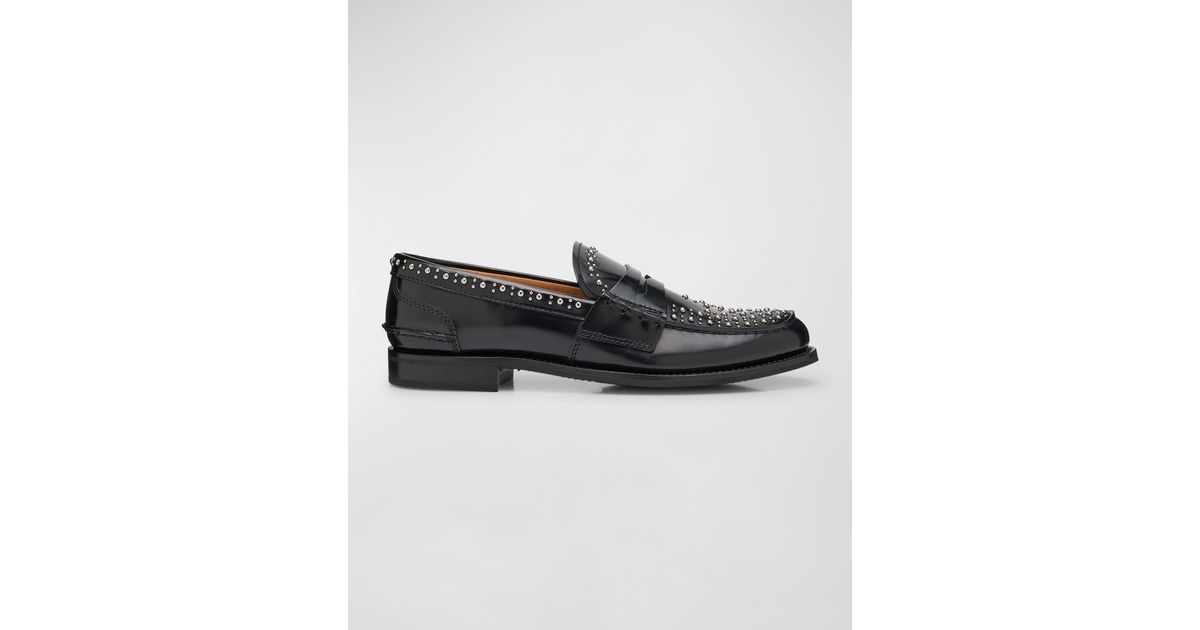 Church's Pembrey Studded Leather Penny Loafers in Black | Lyst