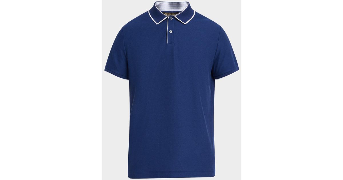 Loro Piana Men's Brentwood Cotton Polo Shirt Blue main image 1