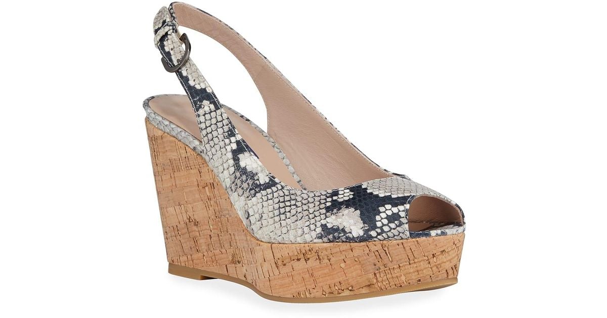 Stuart Weitzman Jean Slingback Wedge Sandals in White Lyst