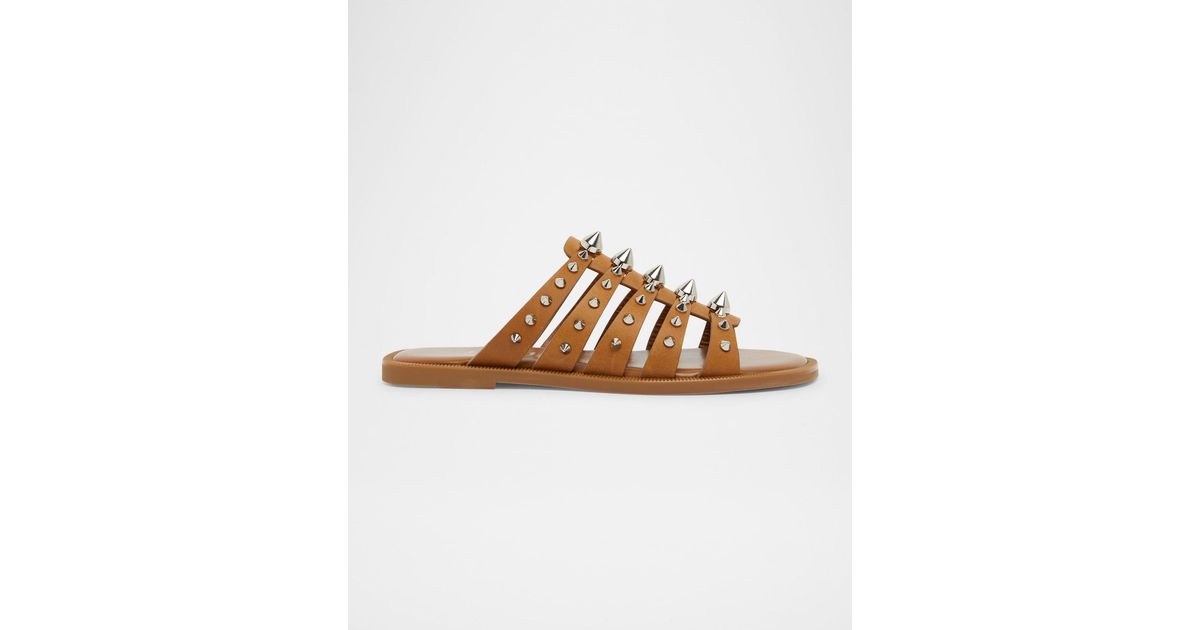 サンダル・ミュール Christian Louboutin Charja Spike Leather Sandals Christian Louboutin Charja Spike Leather Red Sole Slide