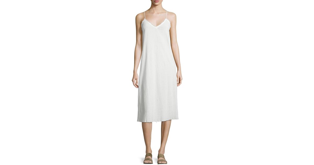 white cami slip dress