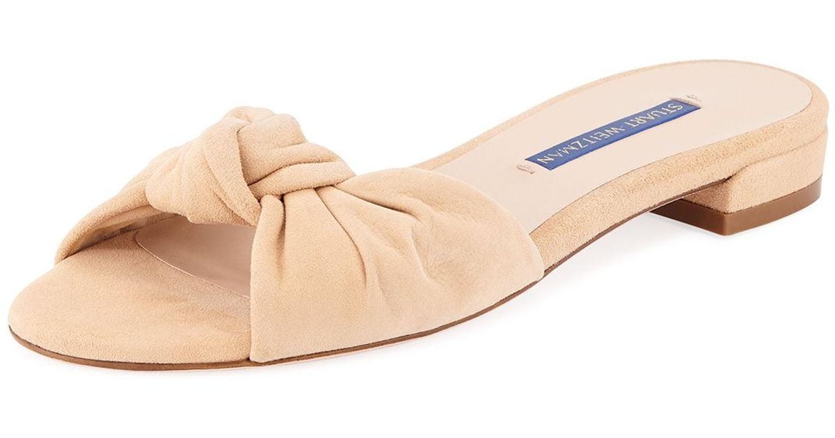 stuart weitzman kelli suede knot slide sandals